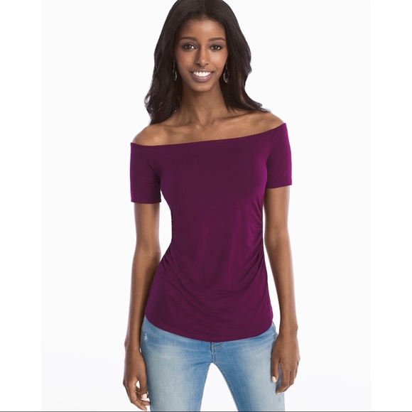 White House Black Market Tops - WHBM Barcelona Off-The-Shoulder Short-Sleeve Tee
